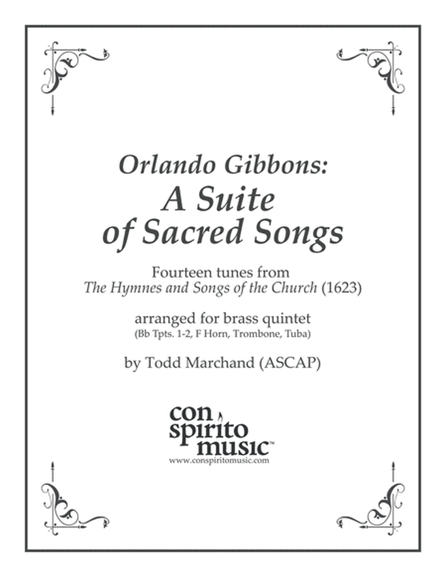 Orlando Gibbons: A Suite of Sacred Songs, arranged for brass quintet image number null