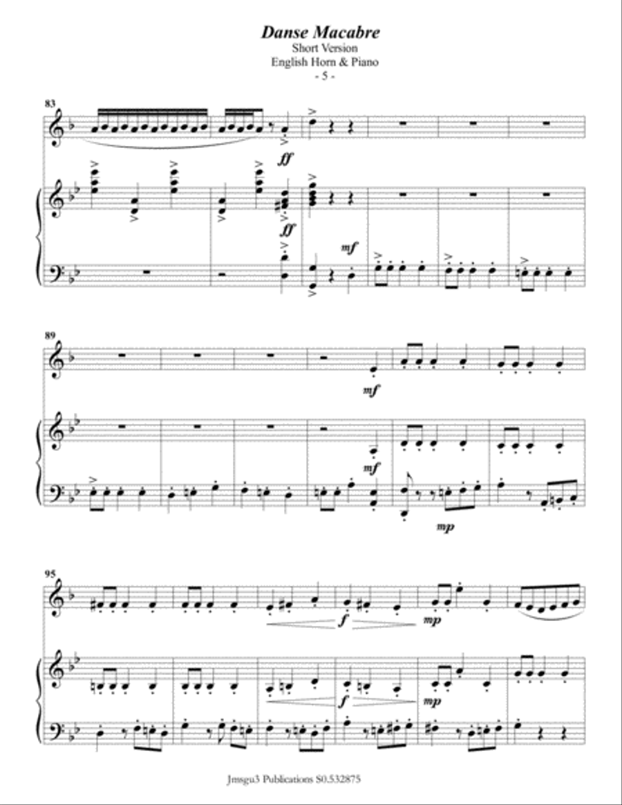 Saint-Saëns: Danse Macabre for English Horn & Piano Short Version English Horn scores gallery preview page 5