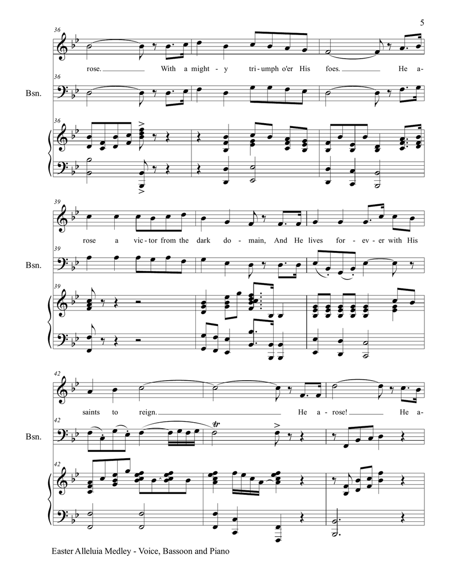 3 GREAT EASTER HYMNS (Voice, Bassoon & Piano with Score/Parts) Small Ensemble scores gallery preview page 6