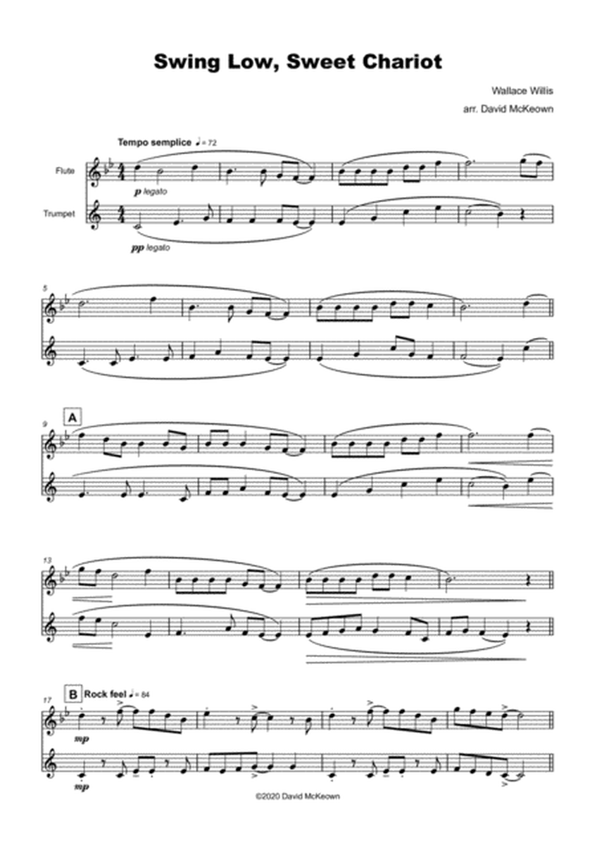 Swing Low, Swing Chariot, Gospel Song for Flute and Trumpet Duet