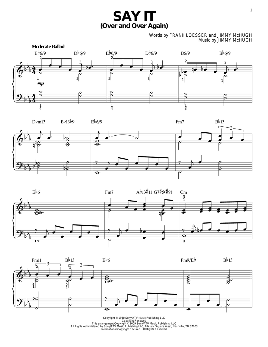 Say It (Over And Over Again) [Jazz version] (arr. Brent Edstrom) Piano Solo scores gallery preview page 1