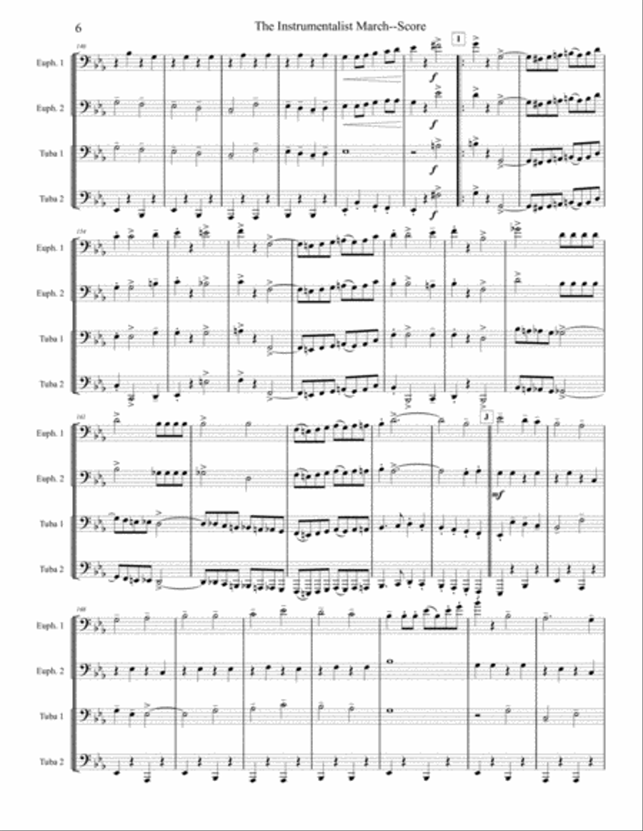 Instrumentalist March - Tuba/Euphonium Quartet Brass Ensemble scores gallery preview page 6
