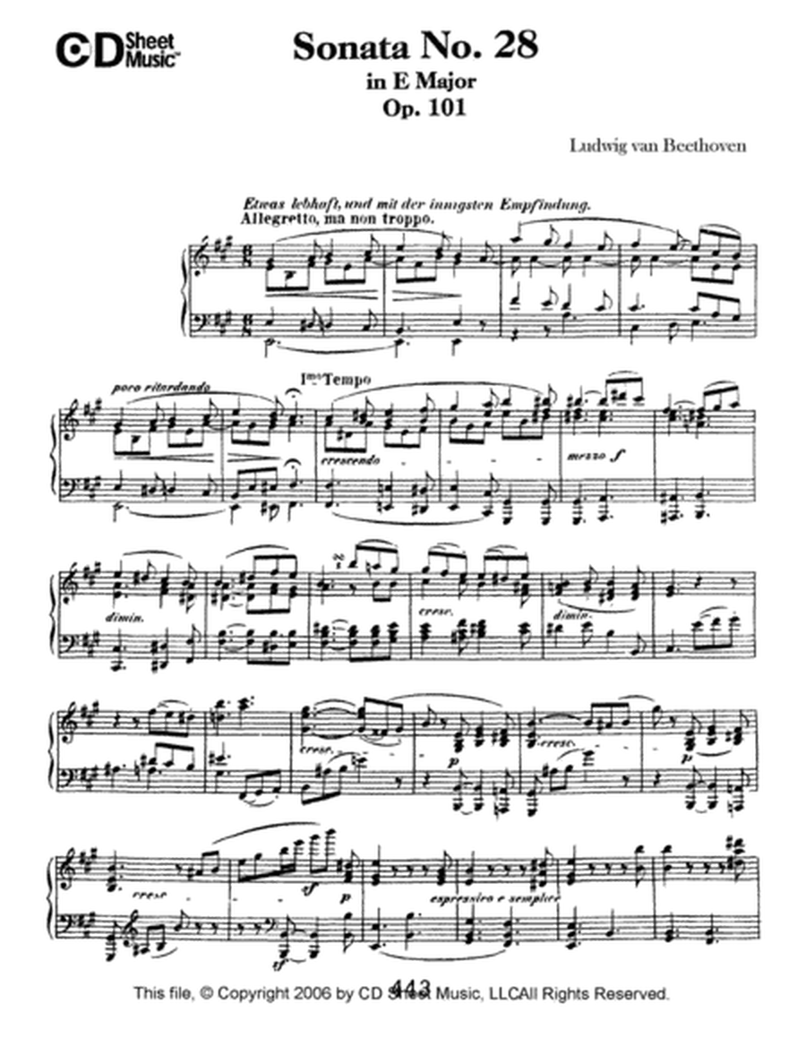 Sonata No. 28 In A Major, Op. 101
