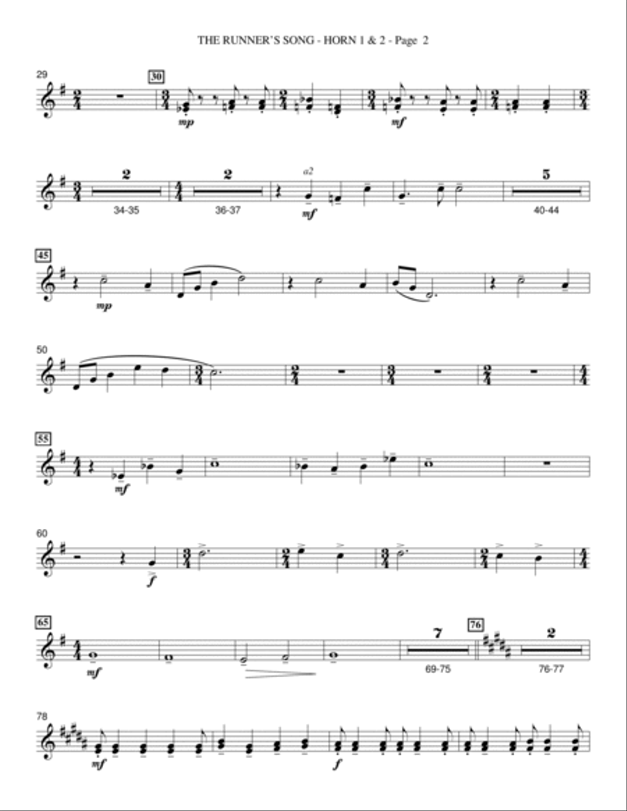 The Runner's Song - F Horn 1,2 Choir scores gallery preview page 2