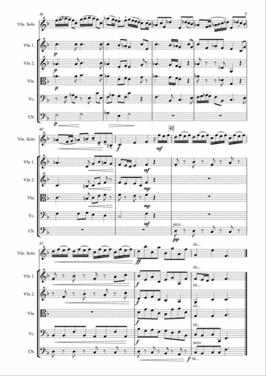 Sonata in F major HWV 370 Op. 1 Nr. 12 - 2nd Movement (Allegro) for solo violin and easy string orch String Orchestra scores gallery preview page 5