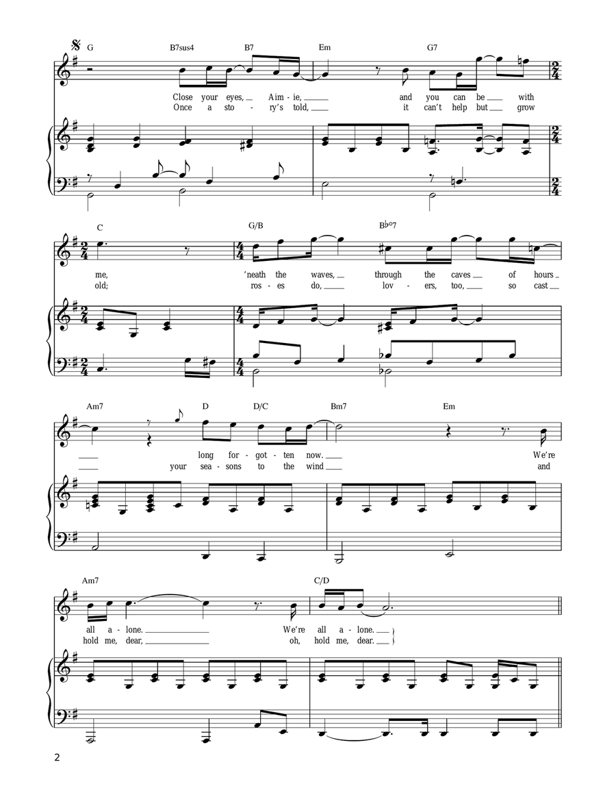We're All Alone Piano, Vocal, Guitar scores gallery preview page 2