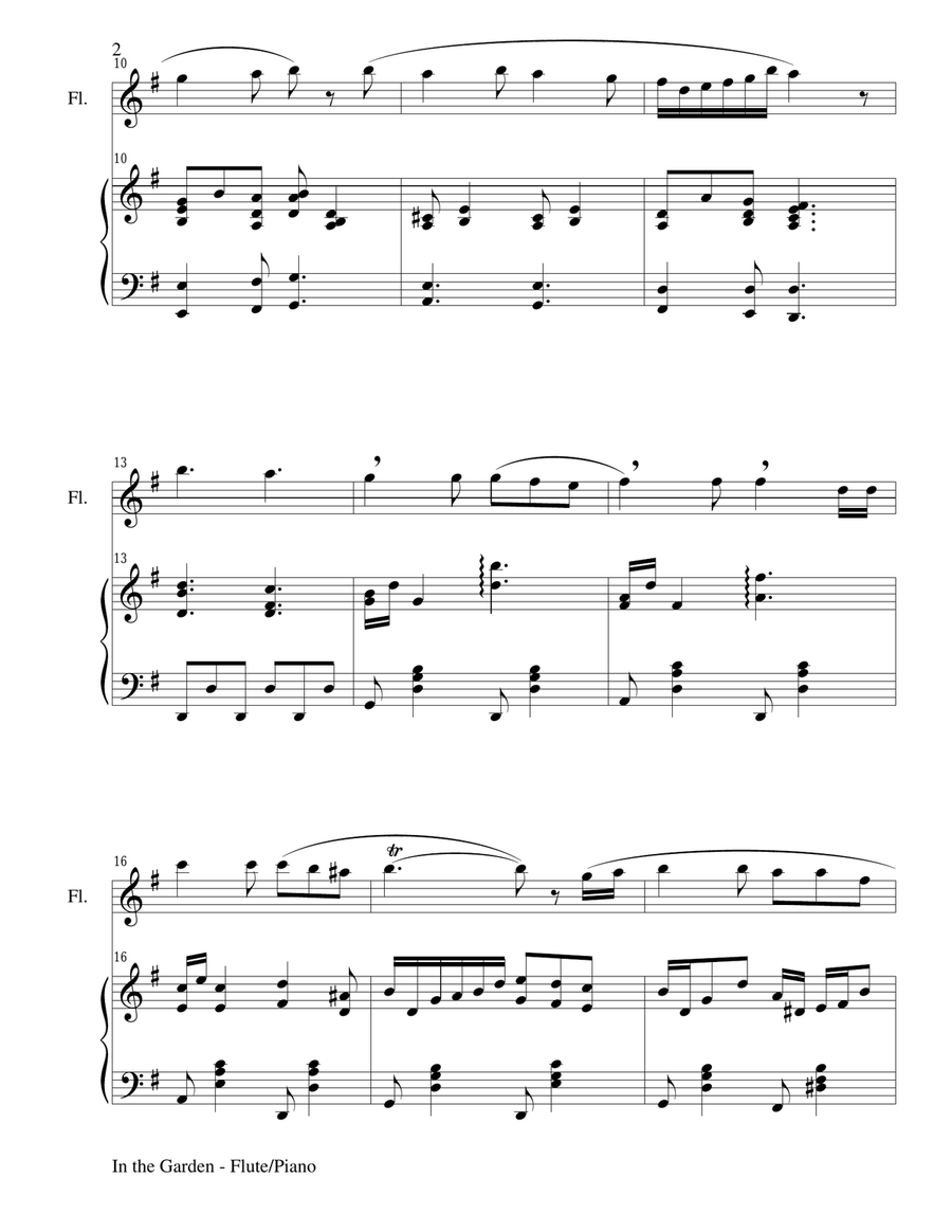 IN THE GARDEN (Flute/Piano and Flute Part) Flute Solo scores gallery preview page 2