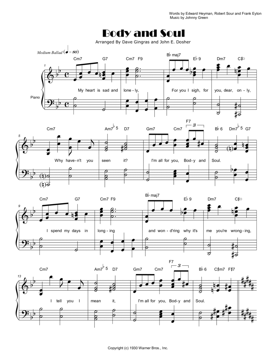 Body And Soul from THREE'S A CROWD Voice scores gallery preview page 1