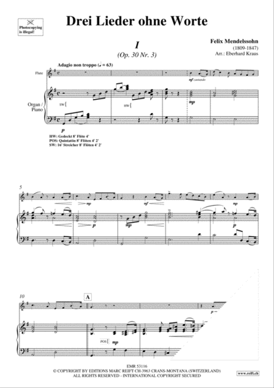 Drei Lieder ohne Worte Flute Solo scores gallery preview page 4