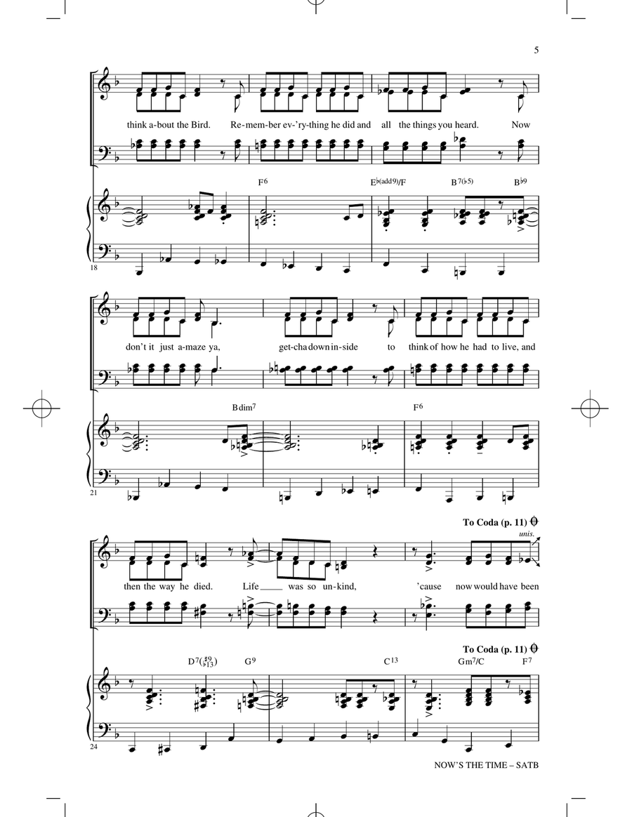 Now's The Time (arr. Kirby Shaw) 4-Part scores gallery preview page 3
