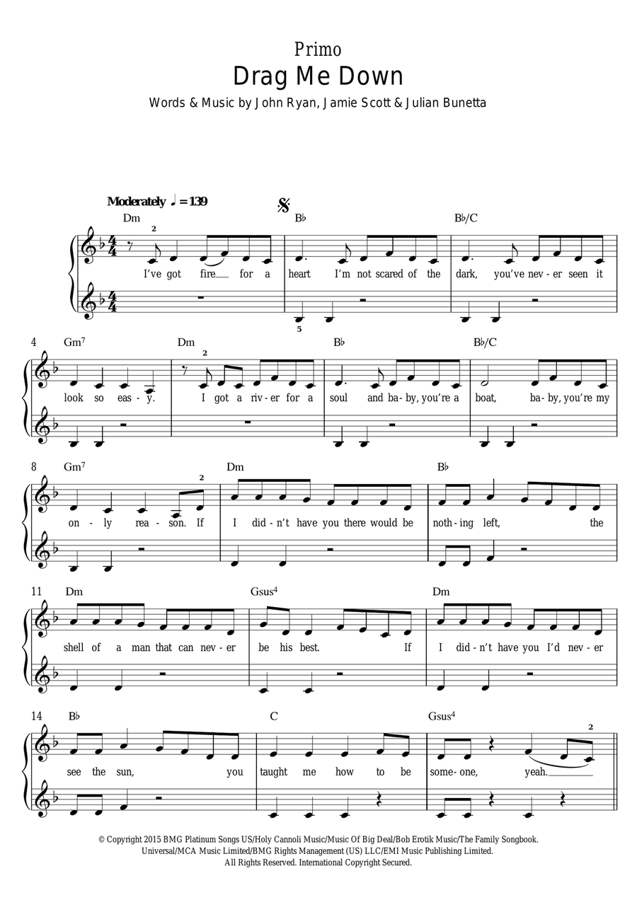 Drag Me Down Piano Duet scores gallery preview page 2