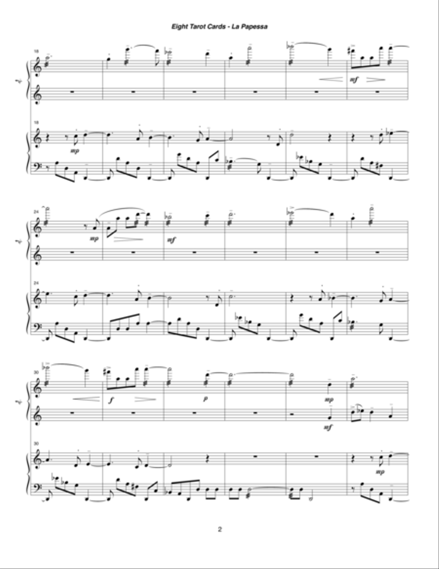 Eight Tarot Cards for Madam Rubio ... La Papessa (1997) for two marimbas Small Ensemble scores gallery preview page 2