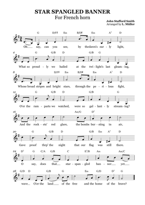 Star Spangled Banner - French Horn with Chords