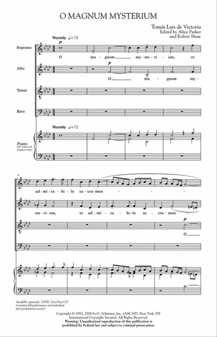 O Magnum Mysterium 4-Part scores gallery preview page 2