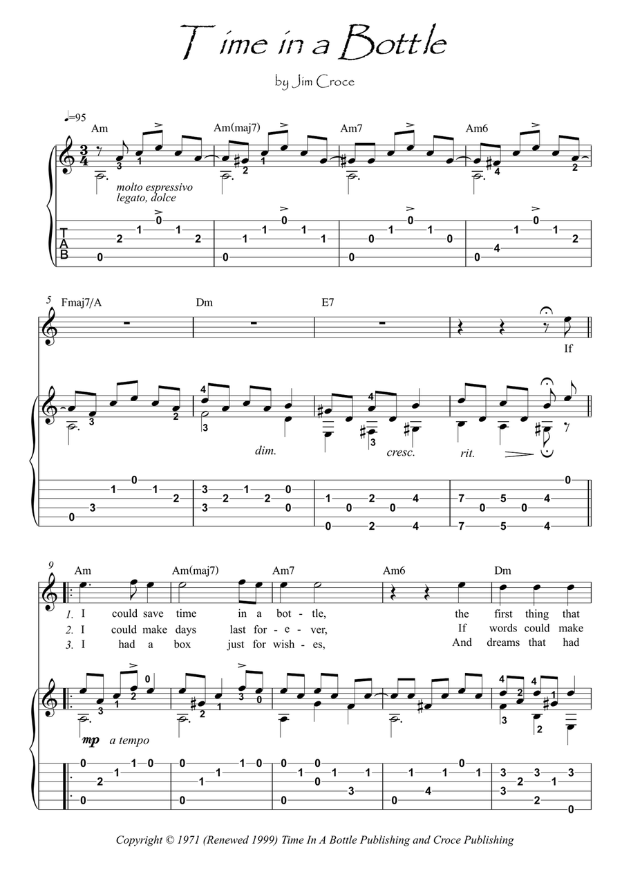 Time In A Bottle Acoustic Guitar scores gallery preview page 1