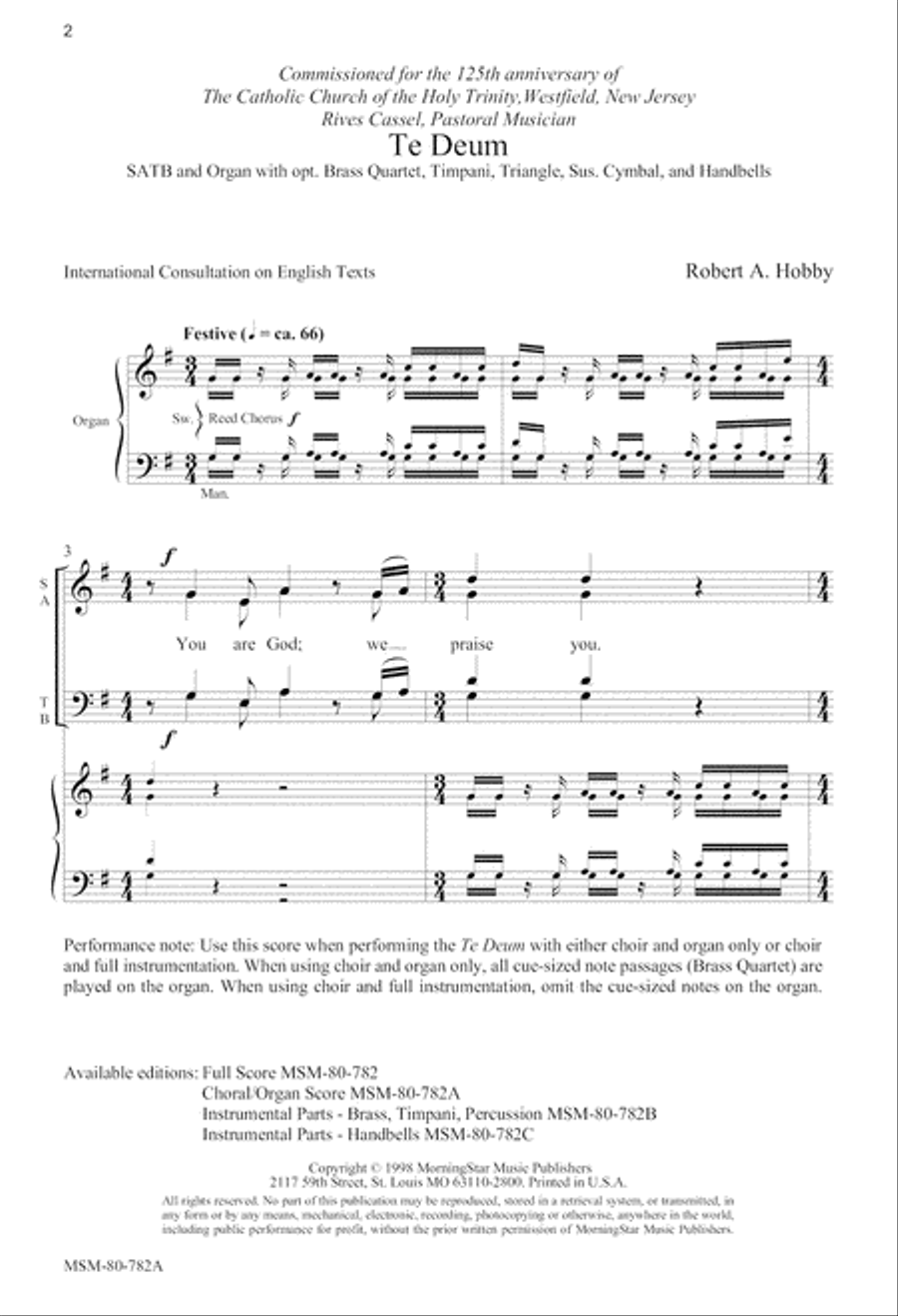 Te Deum (Downloadable Choral Score)