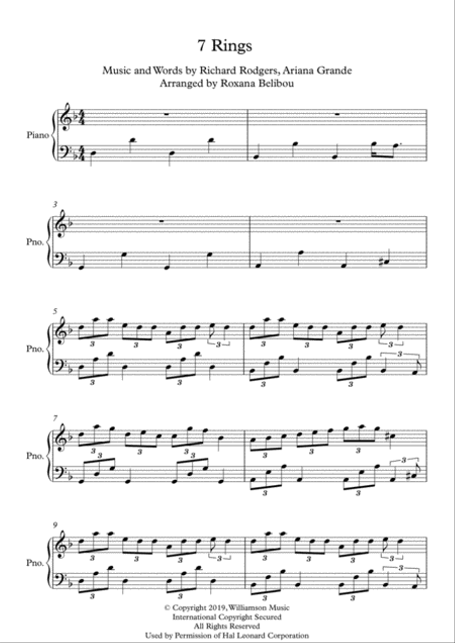 7 Rings Piano Solo scores gallery preview page 1