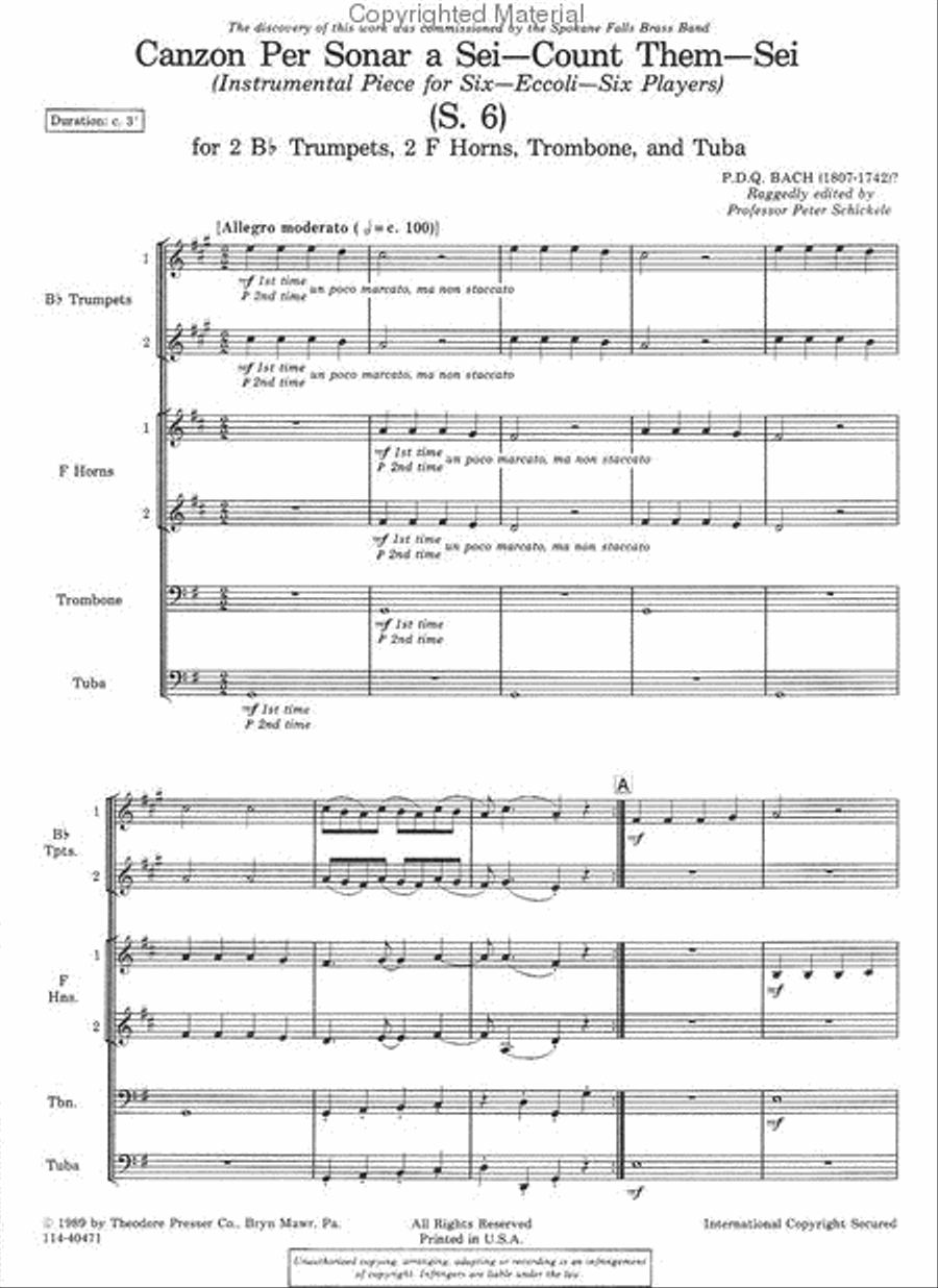 Canzon Per Sonar A Sei- Count Them - Sei