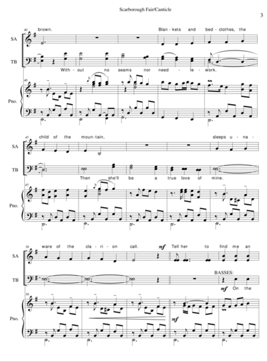 Scarborough Fair/canticle 4-Part scores gallery preview page 3