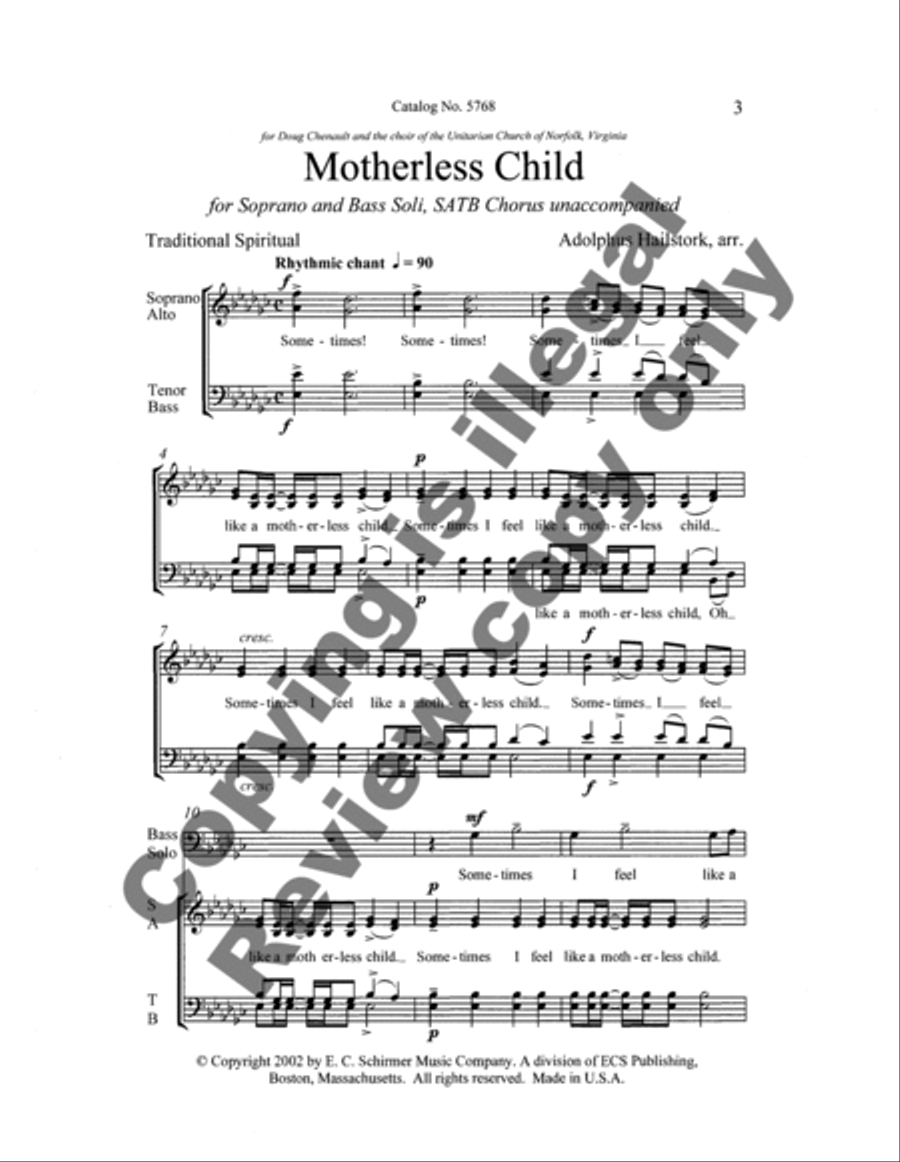 Motherless Child 4-Part scores gallery preview page 8