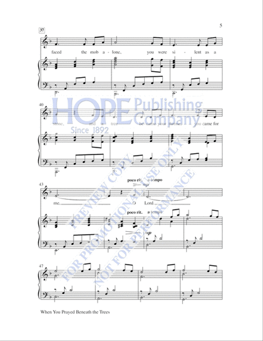 When You Prayed Beneath the Trees Unison Choir scores gallery preview page 6
