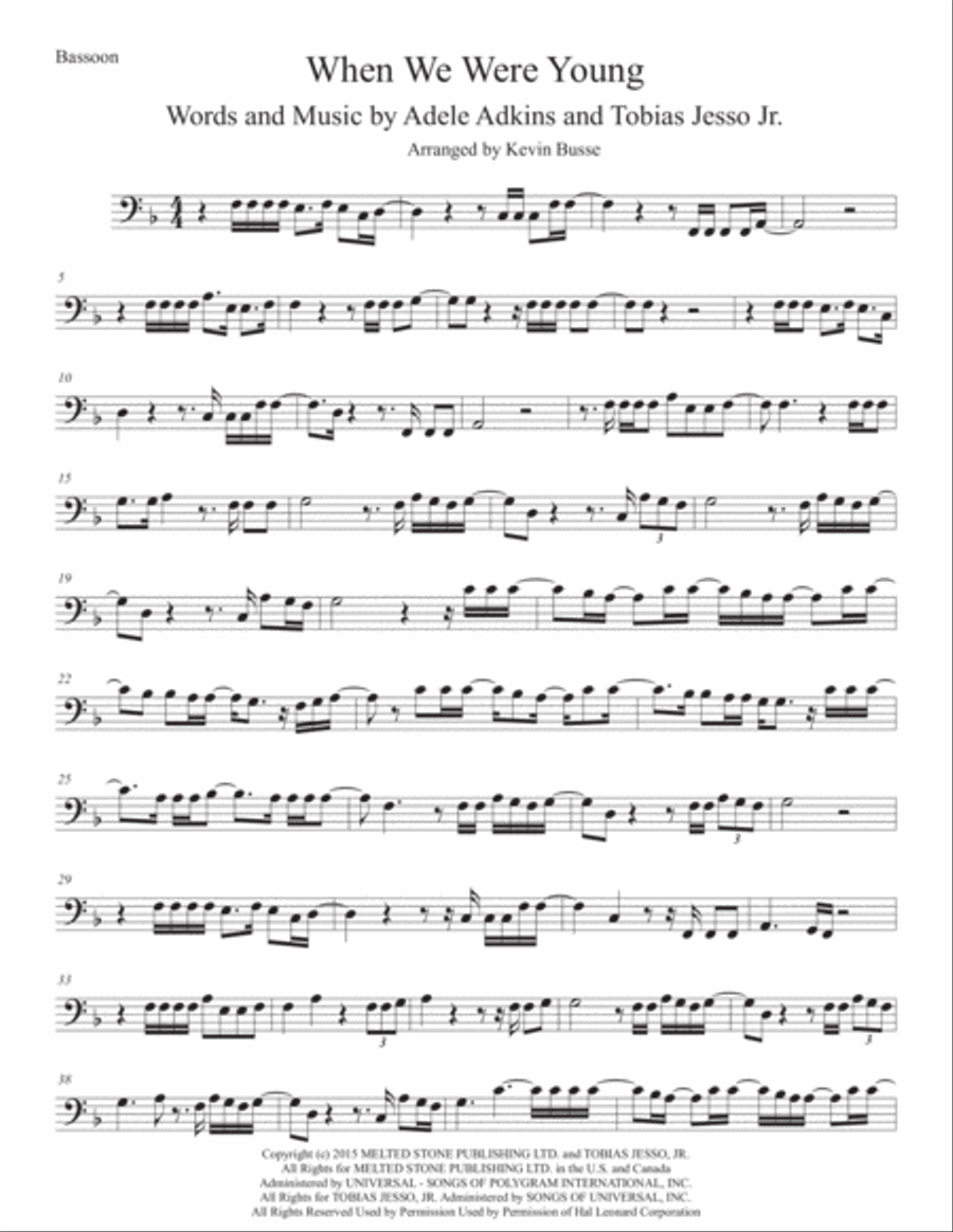 When We Were Young When We Were Young Bassoon Solo scores gallery preview page 1