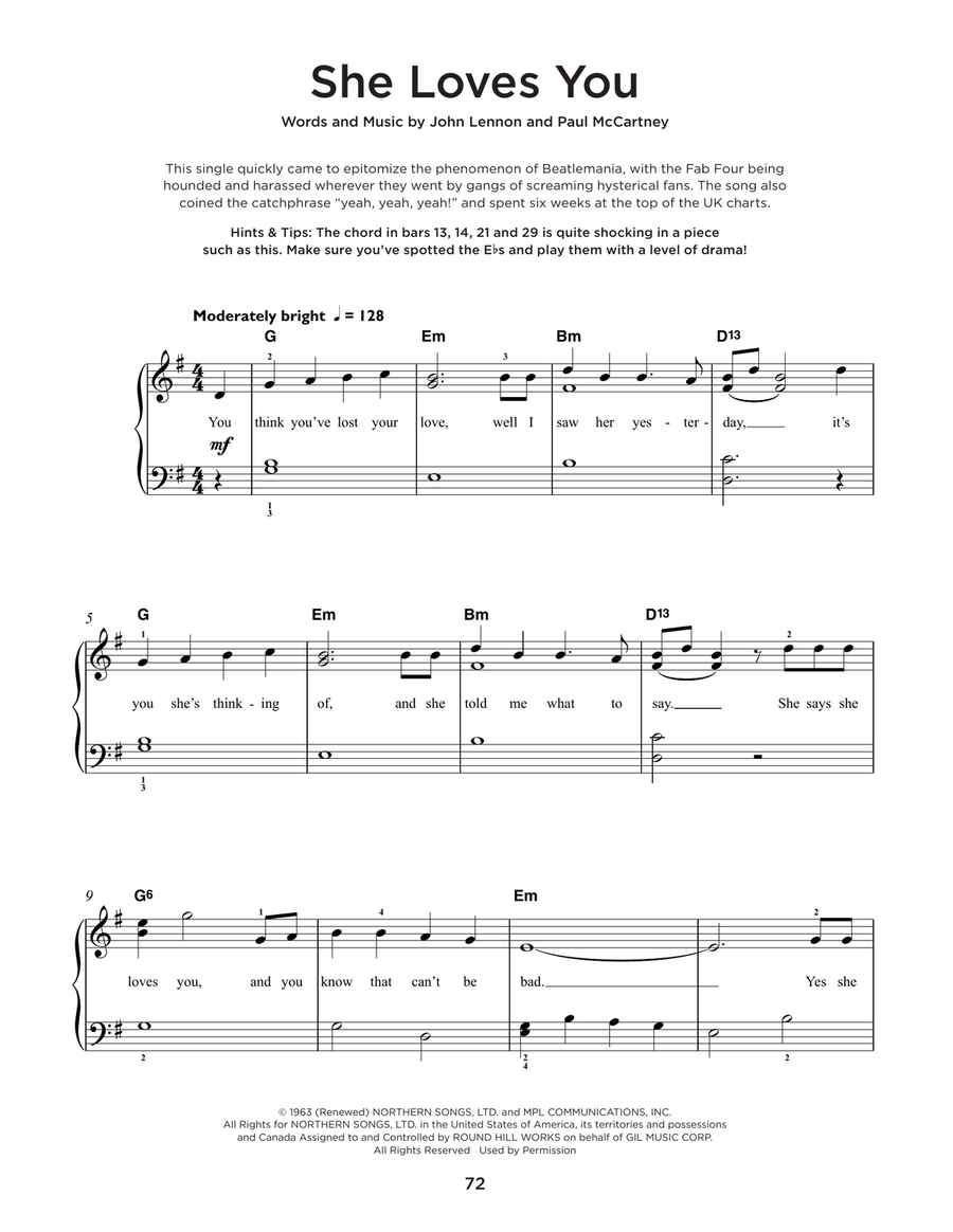 She Loves You Easy Piano scores gallery preview page 1
