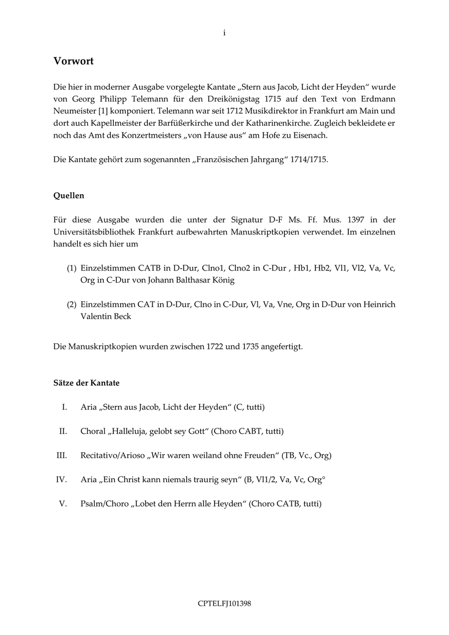 Stern aus Jacob, Licht der Heyden TVWV 1:1398 4-Part scores gallery preview page 3