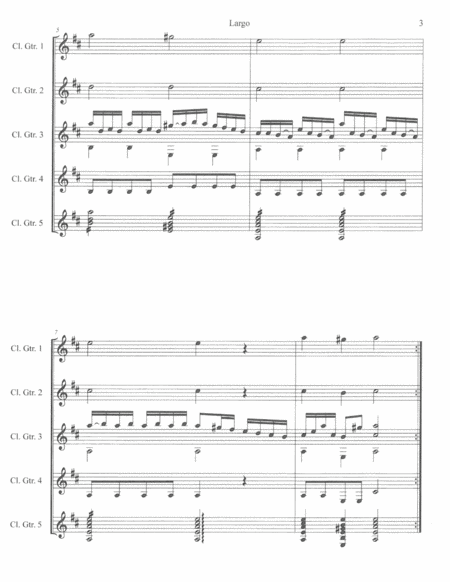 Largo from D Major Concerto RV 93 arranged for Guitar Ensemble (4 part) with Soloist.