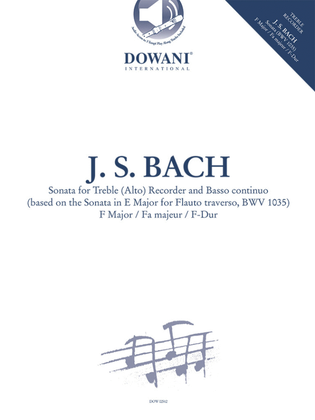 Book cover for Sonata For Treble (Alto) Recorder and B.C.