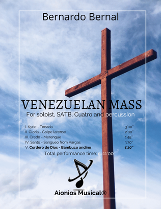 Book cover for Venezuelan Mass - V. Cordero de Dios - SATB with Cuatro accompaniment