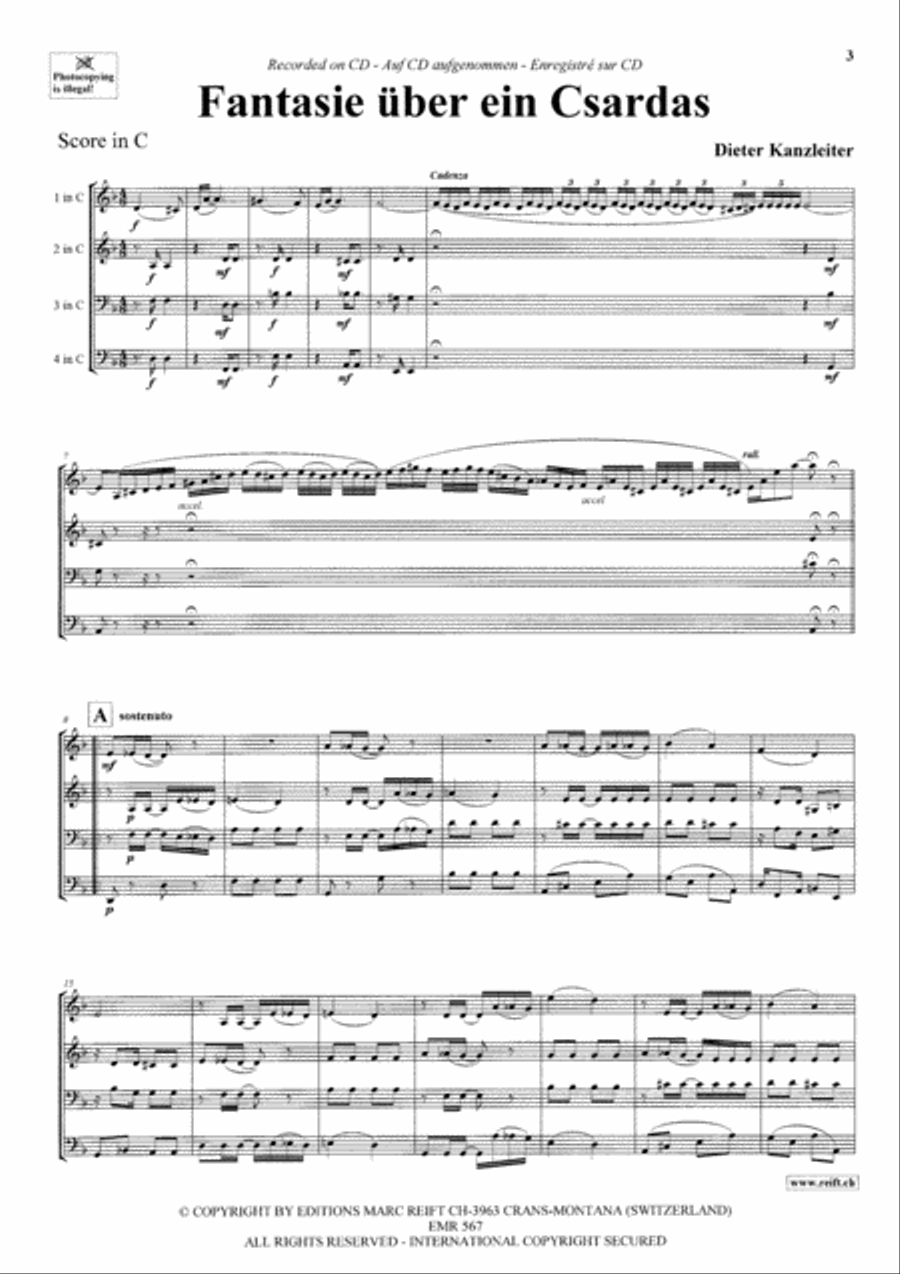 Fantaisie uber ein Csardas Concert Band scores gallery preview page 4