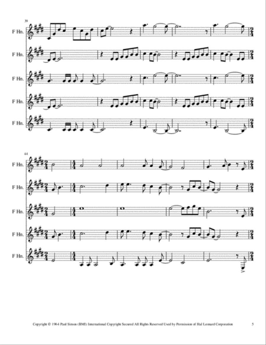 The Sound Of Silence Horn Solo scores gallery preview page 5