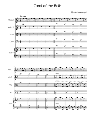 Carol of the Bells - String Quartet w/ Piano