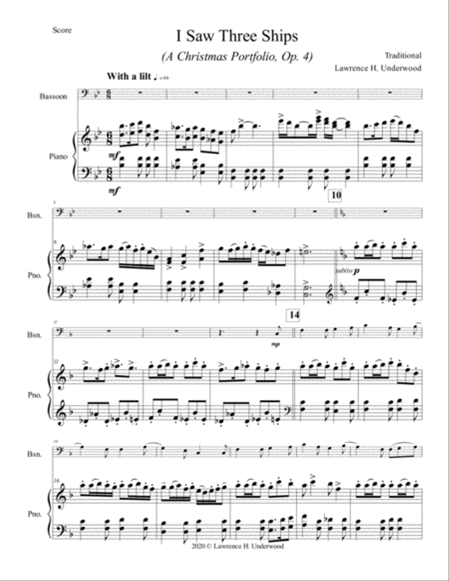 I Saw Three Ships for Solo Bassoon Bassoon Solo scores gallery preview page 2