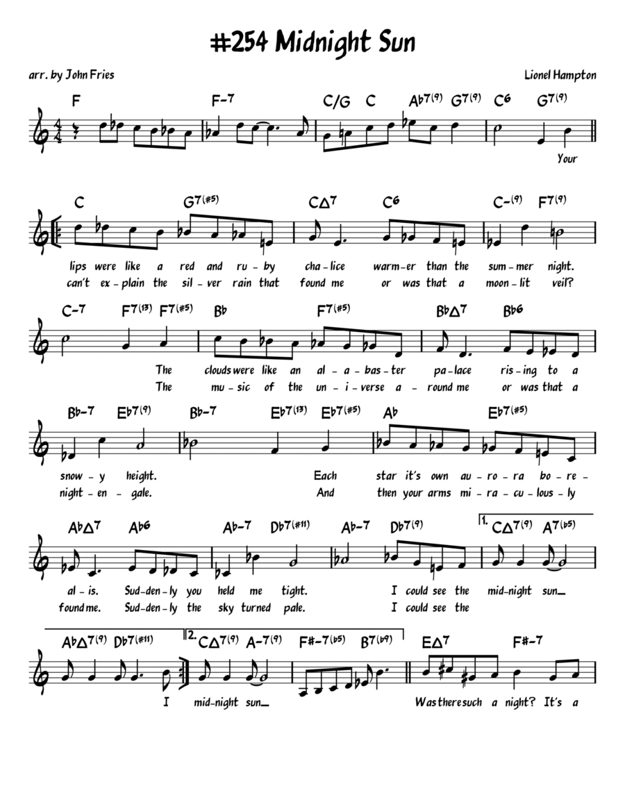 Midnight Sun Piano, Vocal, Guitar scores gallery preview page 1