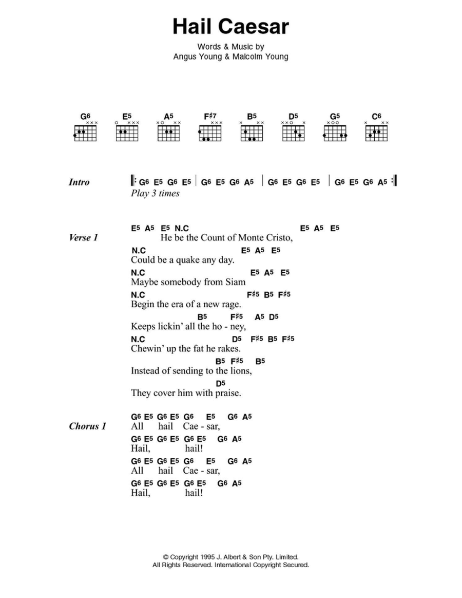 Hail Caesar Hail Caesar Electric Guitar scores gallery preview page 1