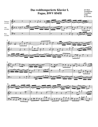 Fugue from Das wohltemperierte Klavier I, BWV 854/II (arrangement for 3 recorders)