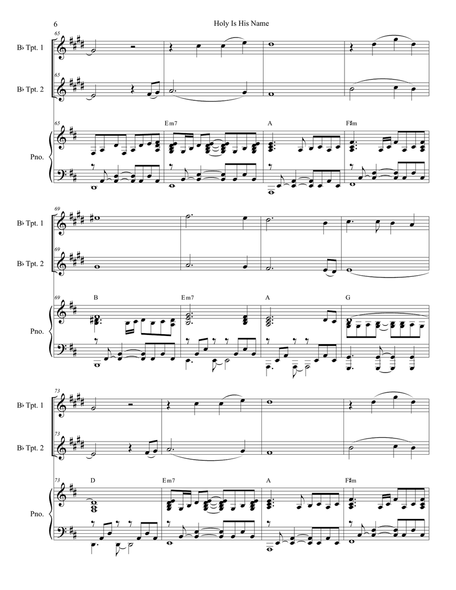 Holy Is His Name Trumpet Duet scores gallery preview page 6