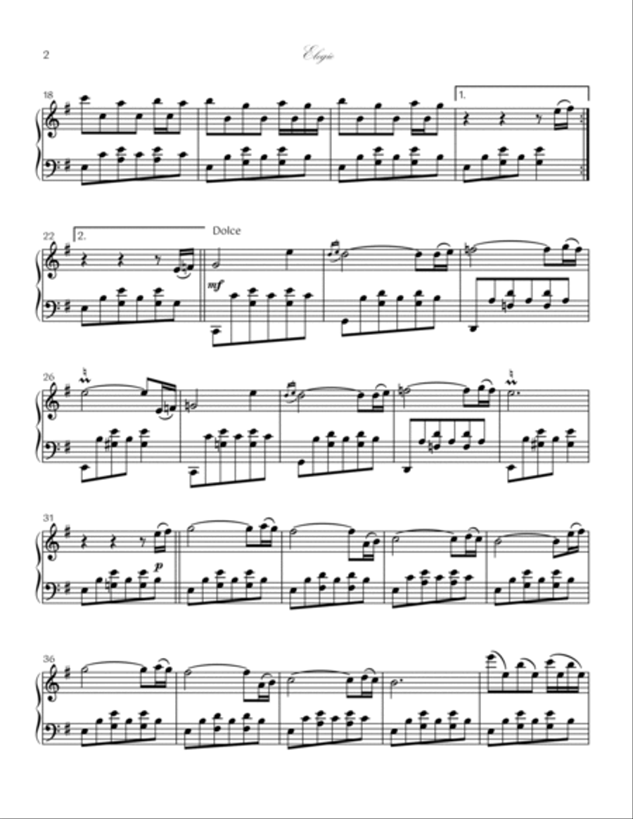 ELEGIE ELEGIE Piano Solo scores gallery preview page 2