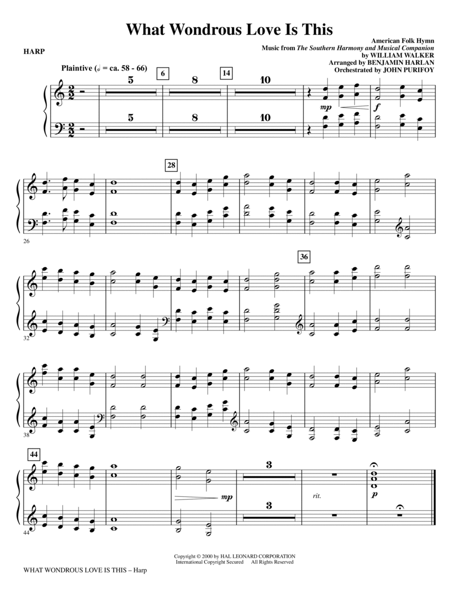 What Wondrous Love Is This (see Bonustrax 00102360) - Harp Choir scores gallery preview page 1