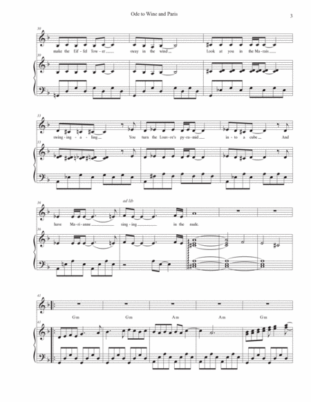 Ode to Wine and Paris Voice - Digital Sheet Music