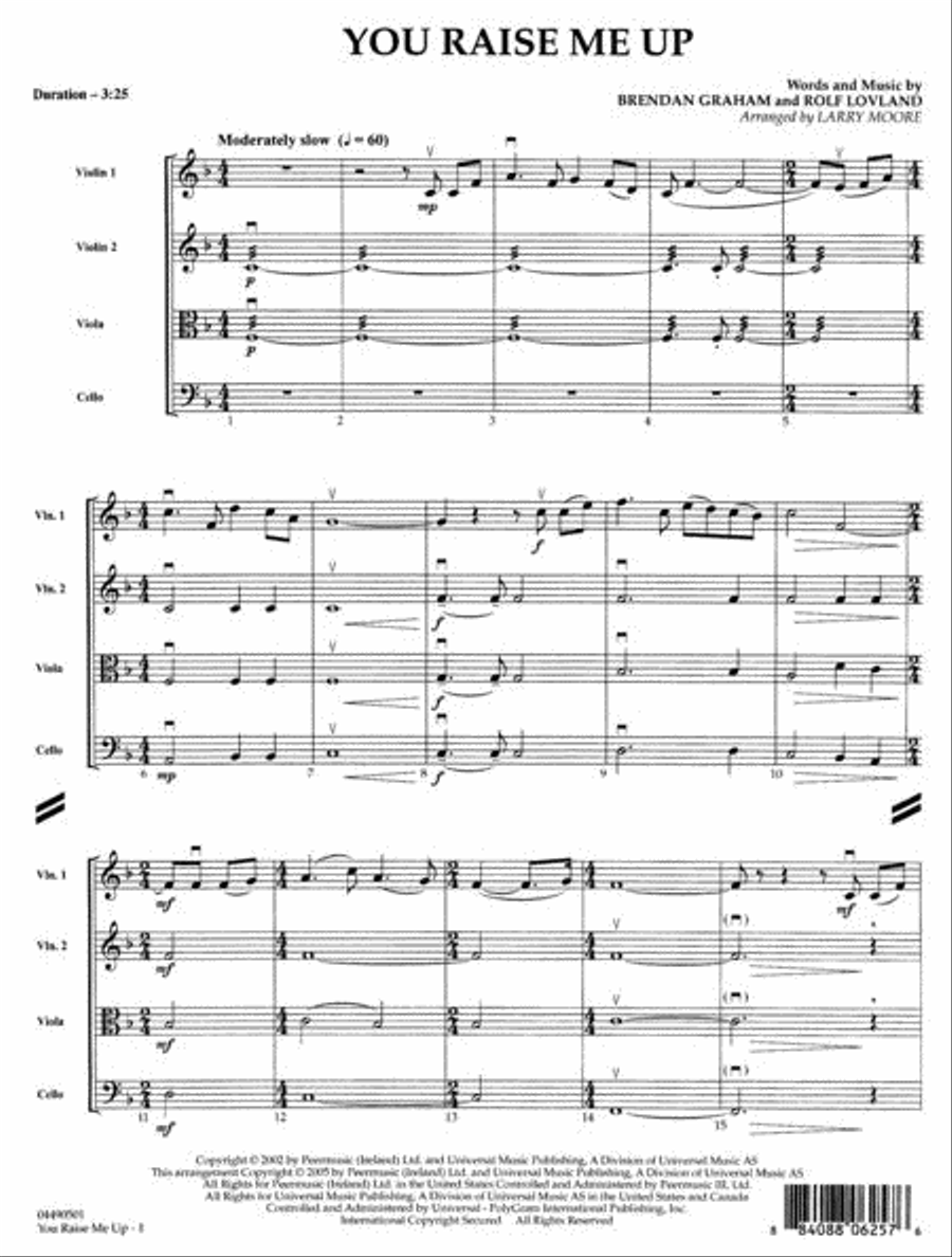 You Raise Me Up String Quartet scores gallery preview page 2