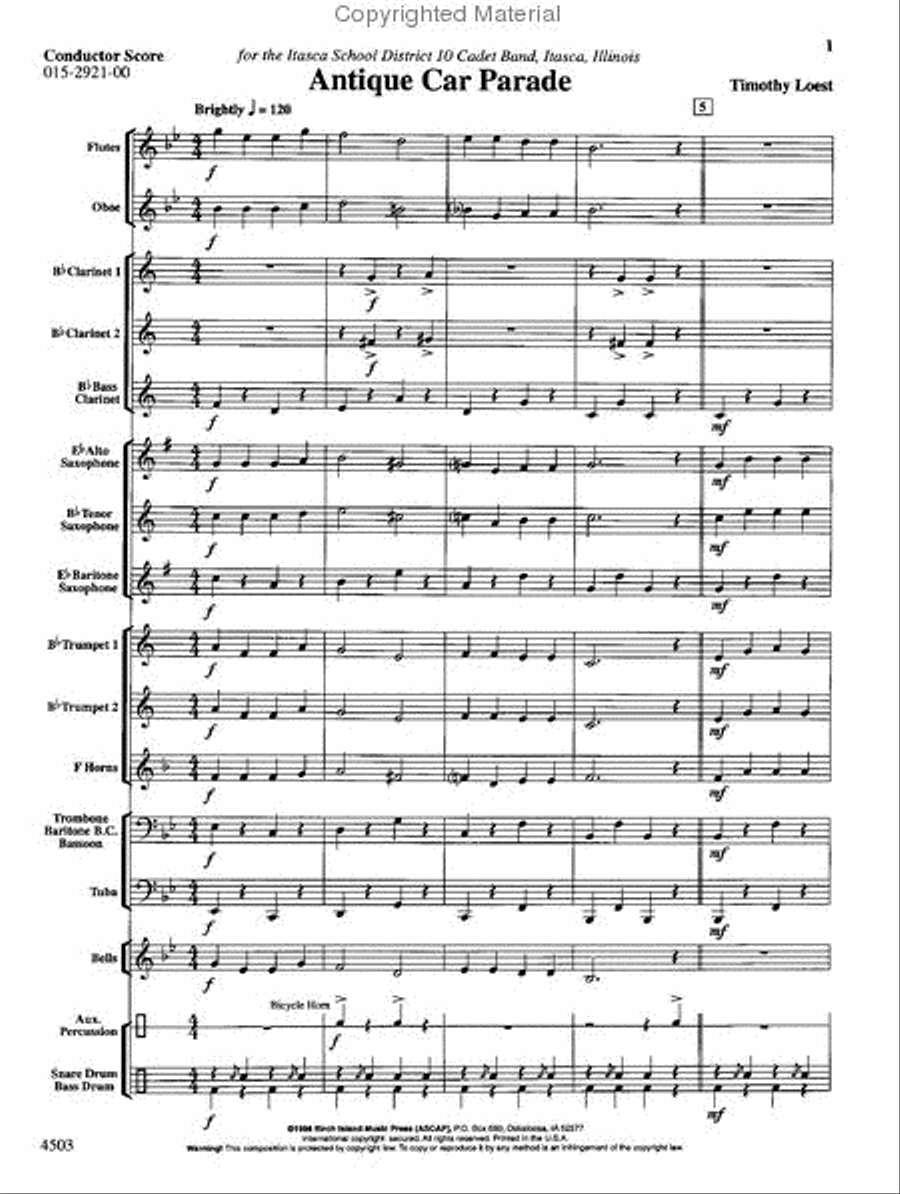 Antique Car Parade Concert Band scores gallery preview page 2