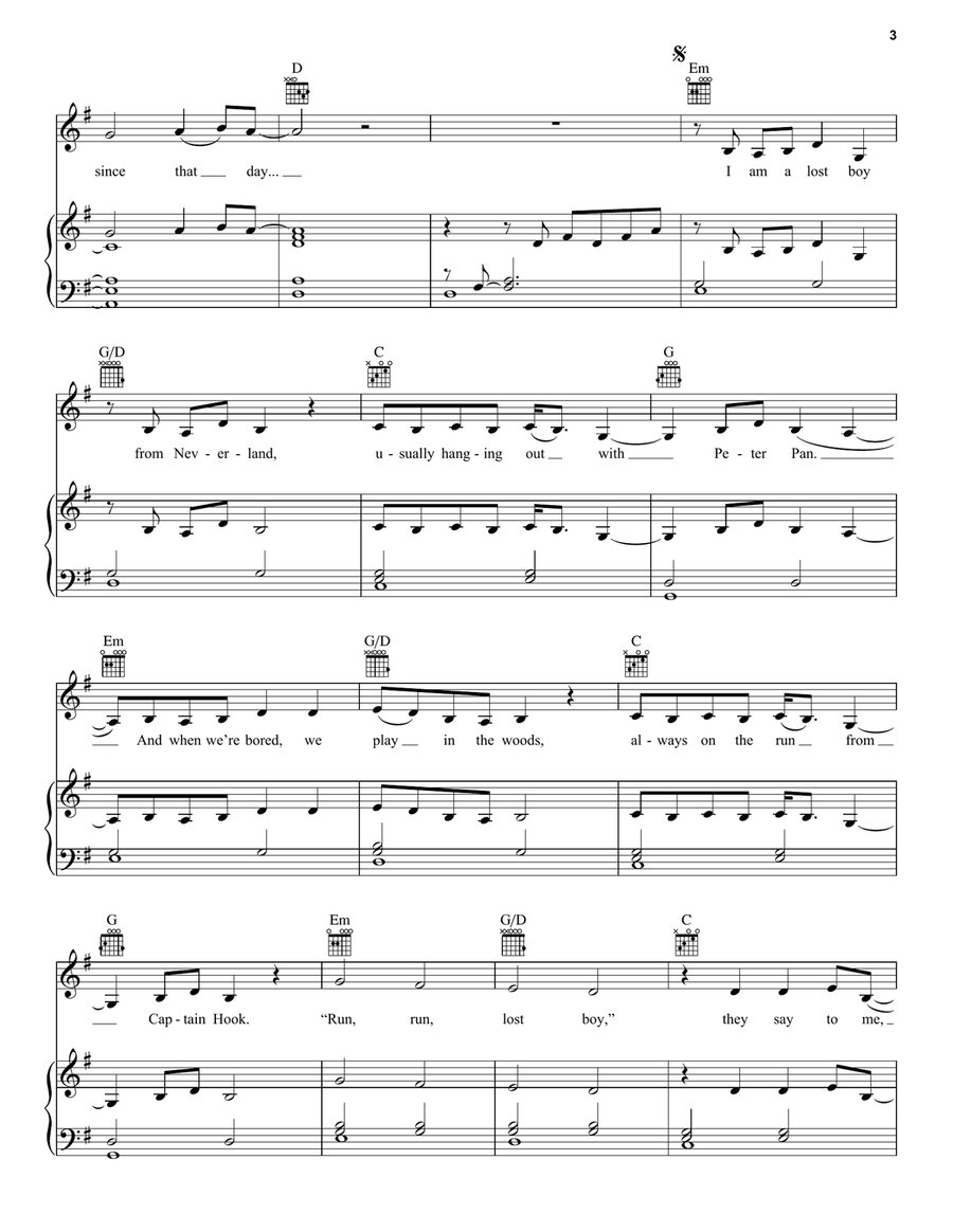Lost Boy Lost Boy Piano, Vocal, Guitar scores gallery preview page 3