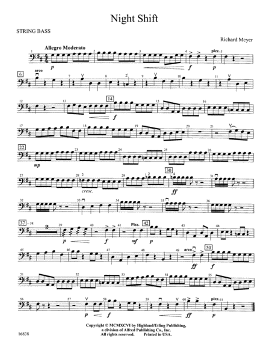 Night Shift: String Bass String Orchestra scores gallery preview page 1
