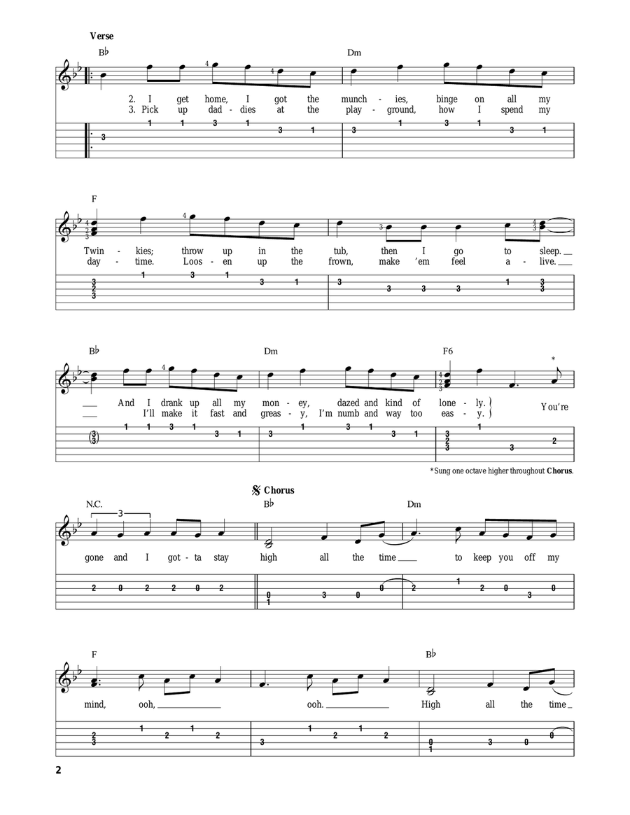 Habits (Stay High) Acoustic Guitar scores gallery preview page 2