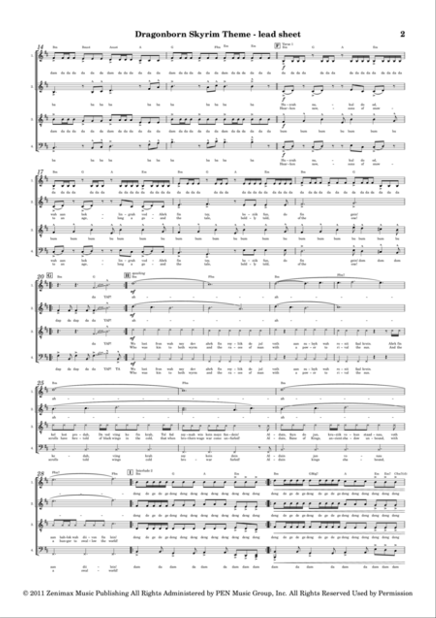 Dragonborn (skyrim Theme) 4-Part scores gallery preview page 2