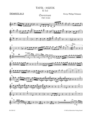 Book cover for Ouverture und Conclusion aus "Tafelmusik II" D major TWV 55:D1