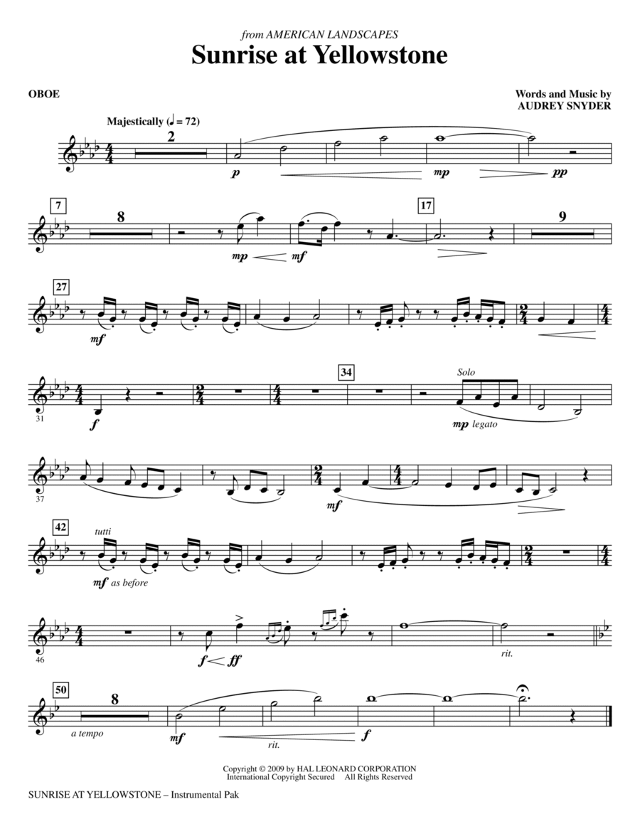 Sunrise At Yellowstone - Oboe Choir scores gallery preview page 1